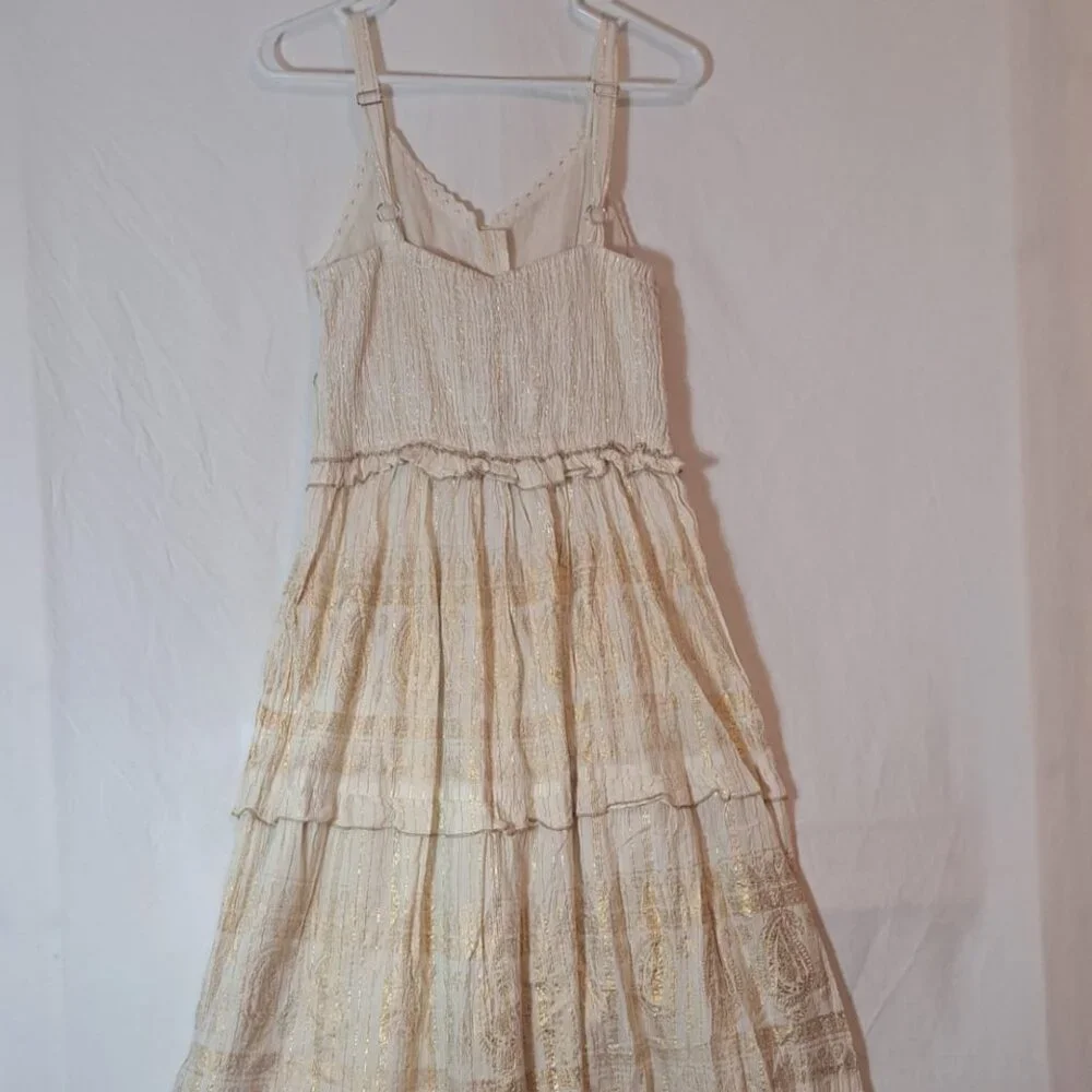 Anthropologie Cream and Gold Maxi Dress - Picture 2 of 16